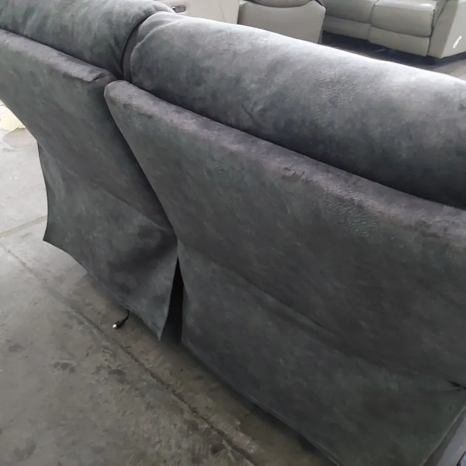 DESIGNER ORION POWER RECLINING TWO SEATER SOFA CHARCOAL SUEDE WITH BLACK PIPING 