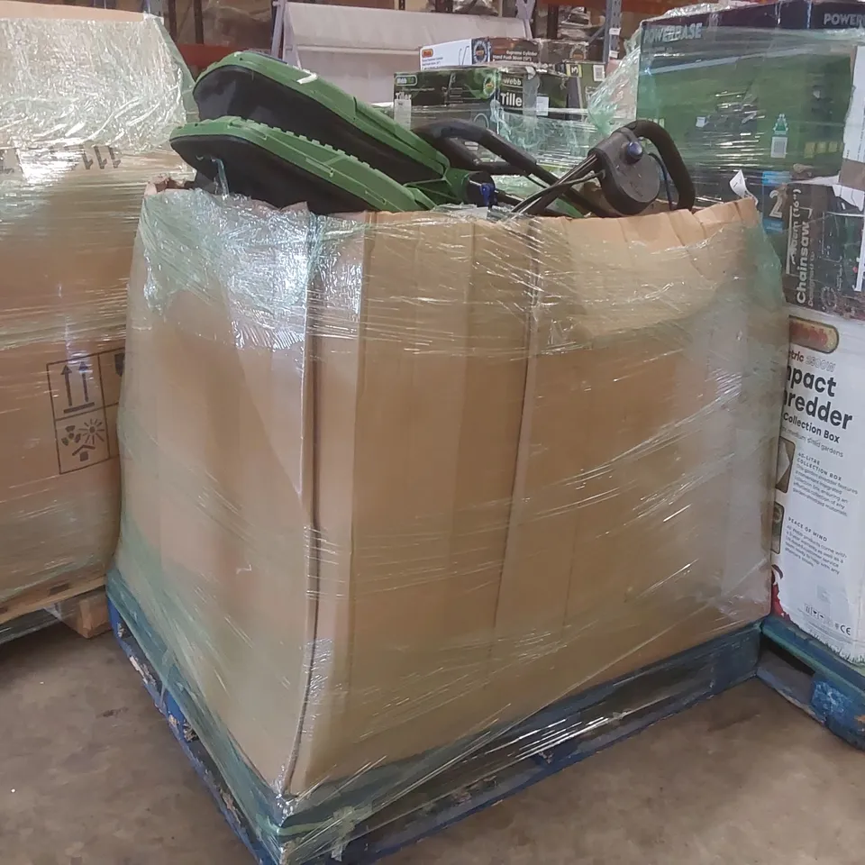 PALLET CONTAINING A VERY LARGE QUANTITY OF POWERBASE LAWN MOWERS ECT