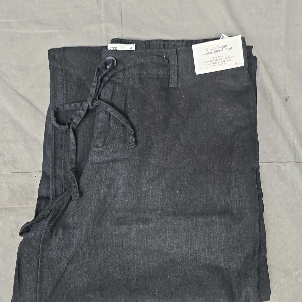 HOLLISTER SUPER BAGGY LINEN-BLEND PANTS IN BLACK SIZE MEDIUM-LONG