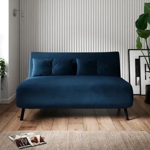 BOXED PHOEBE VELVET DOUBLE SOFA BED - NAVY (1 BOX)