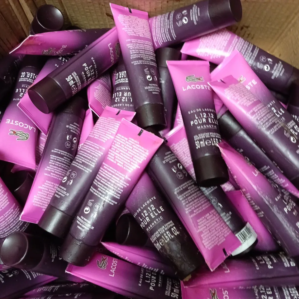 APPROXIMATELY 40 LACOSTE L.12.12 POUR ELLE MAGNETIC SHOWER GELS - 50ML 