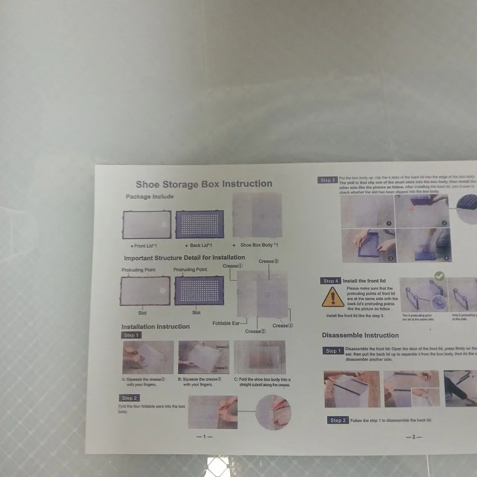 STACKABLE SHOE STORAGE BOX – CLEAR PLASTIC (WITH INSTRUCTION SHEETS)