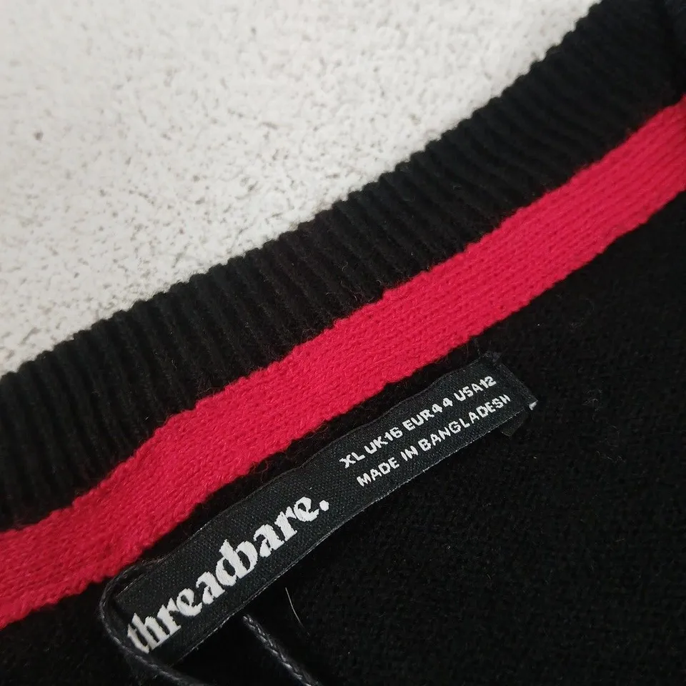 THREADBARE BLACK CHRISTMAS KNIT JUMPER WITH STAR & TREE PATTERN – MADE IN BANGLADESH