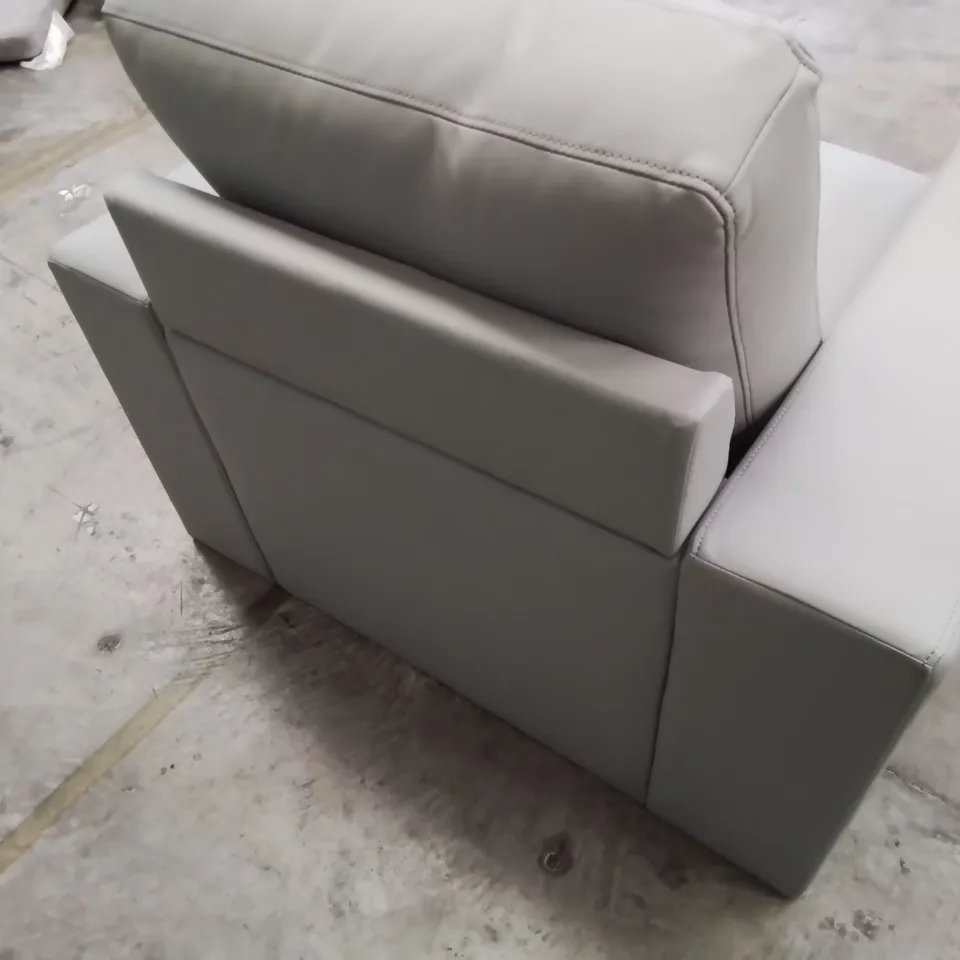 DESIGNER EASY CHAIR LIGHT GREY FAUX LEATHER 