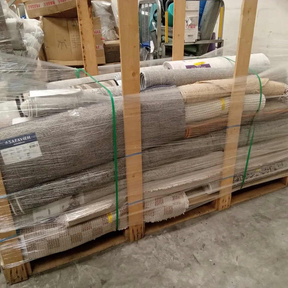 PALLET TO CONTAIN A LARGE QUANTITY OF DESIGNER AREA RUGS