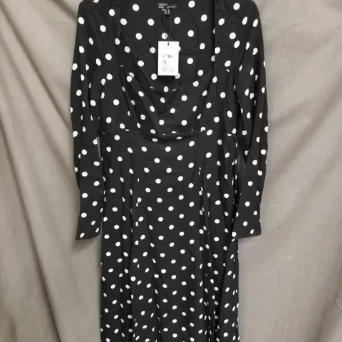 NOBODY'S CHILD LADIES BLACK & WHITE POLKA DOT DRESS, UK 12