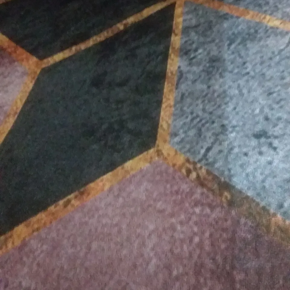 WILLER FLATWEAVE GREY BLACK TEAL RUG - 170 X 270CM