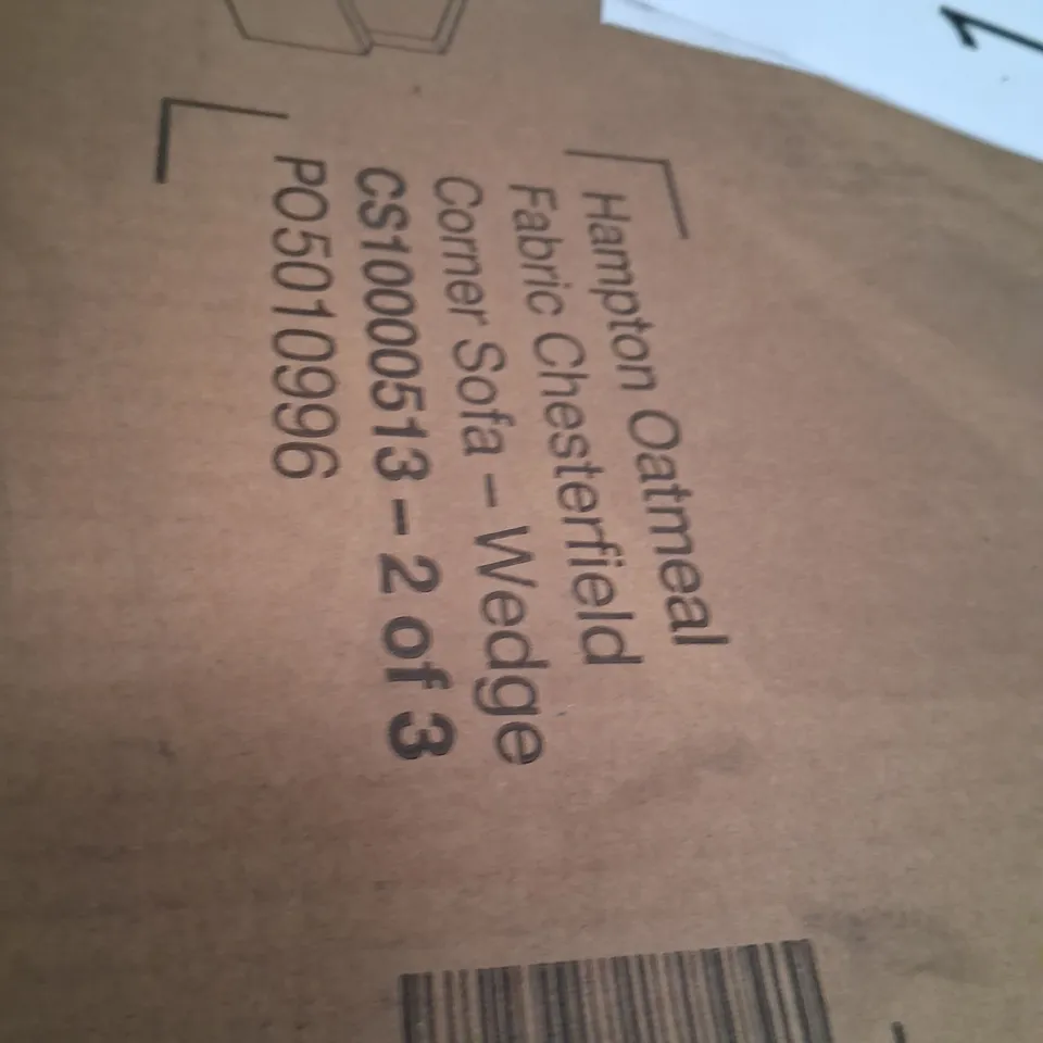 SIX ASSORTED UPHOLSTERY PRODUCTS TO INCLUDE; GREY FABRIC SOFA SECTION, HAMPTON OATMEAL FABRIC CORNER SOFA BOXES 2 OF 3 AND 3 OF 3, GREY FABRIC TWO SEATER