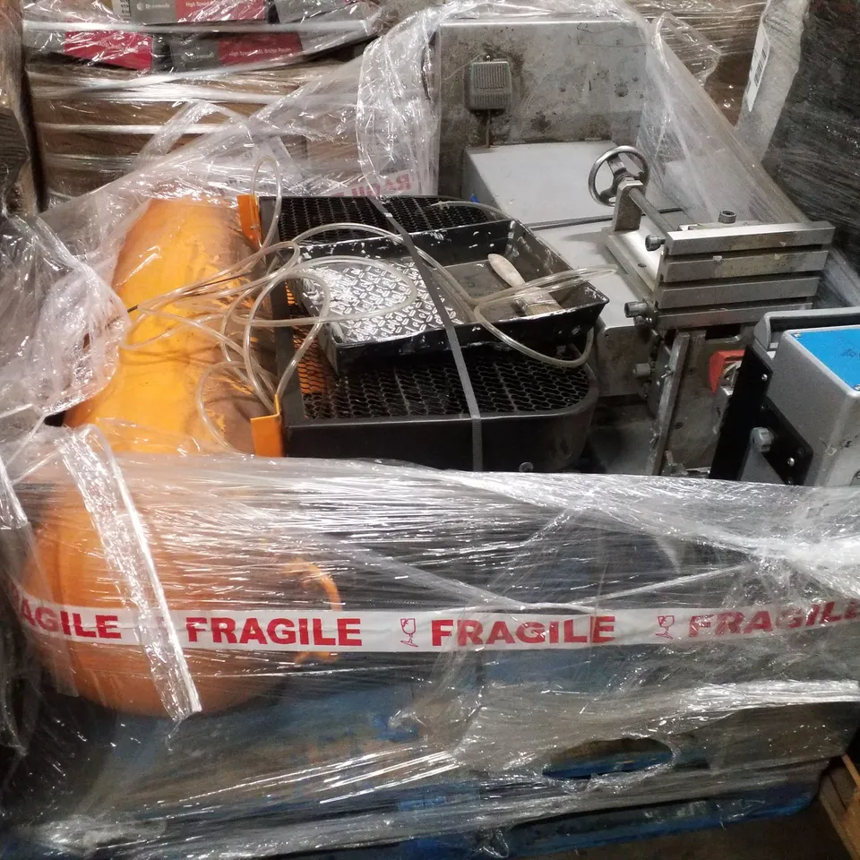 PALLET CONTAINING CERAMIC PAD PRINTING MACHINE & AIR COMPRESSOR