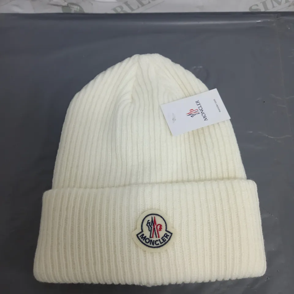 MONCLER BEANIE HAT IN CREAM