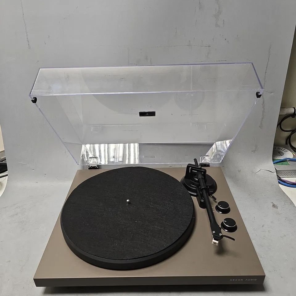 BOXED ARGON AUDIO TT MK2 IN EARTH GREY TURNTABLE