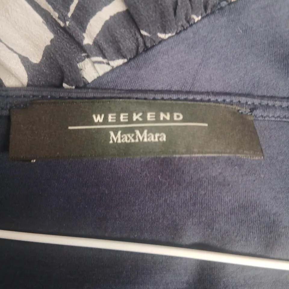 WEEKEND MAX MARA DRESS – NAVY BODICE WITH PALM-PRINT SKIRT 