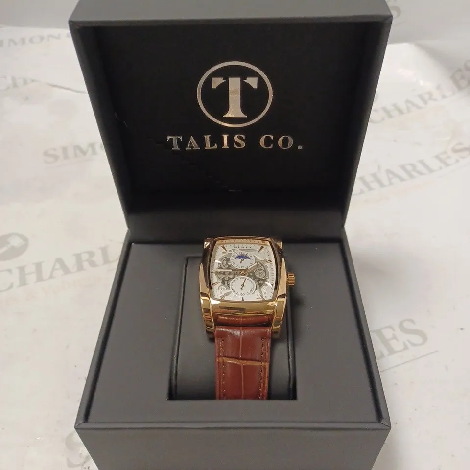 MENS TALIS CO WATCH – MOON PHASE MOVEMENT – SUB DIAL – GENUINE LEATHER STRAP