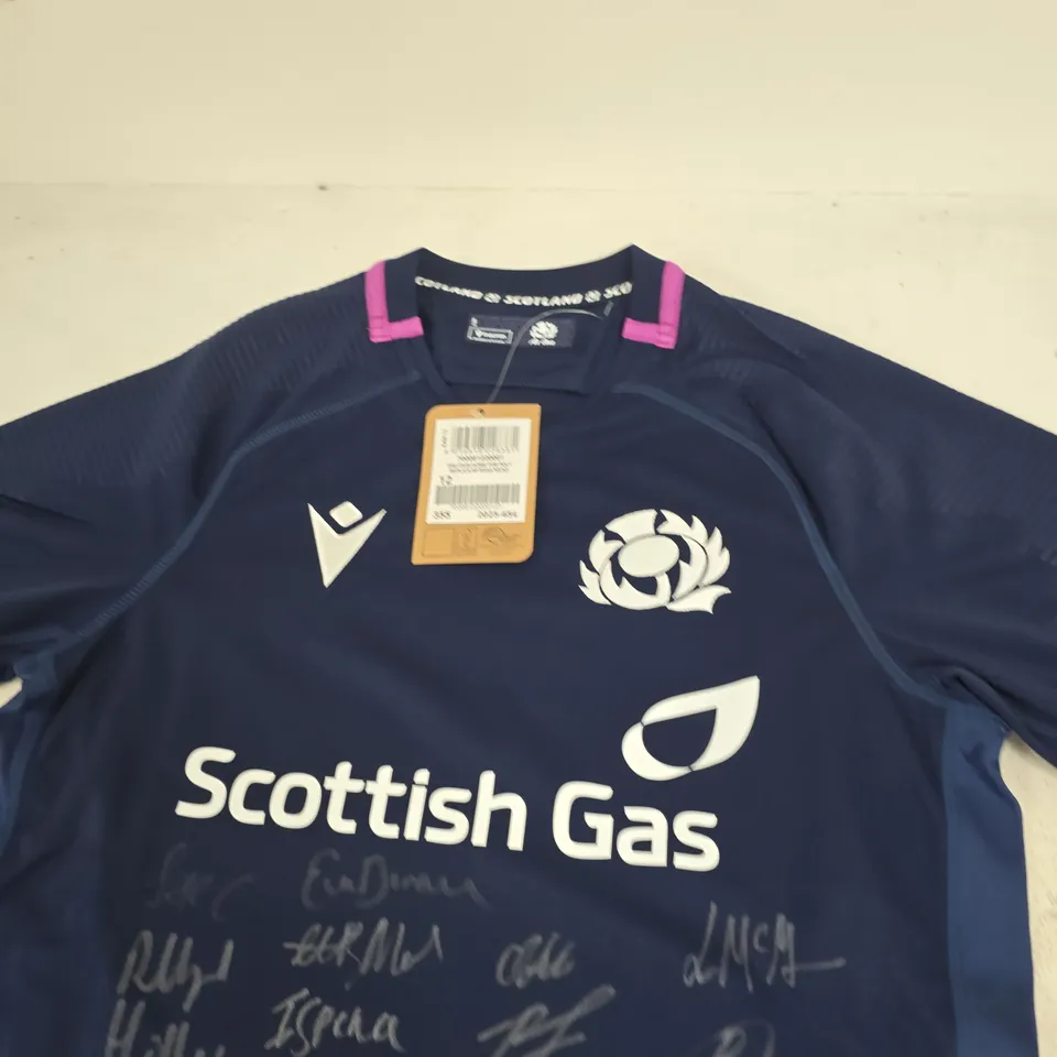 SCOTLAND RUGBY UNION HOME REPLICA JERSEY- SIGNED - UK SIZE 12