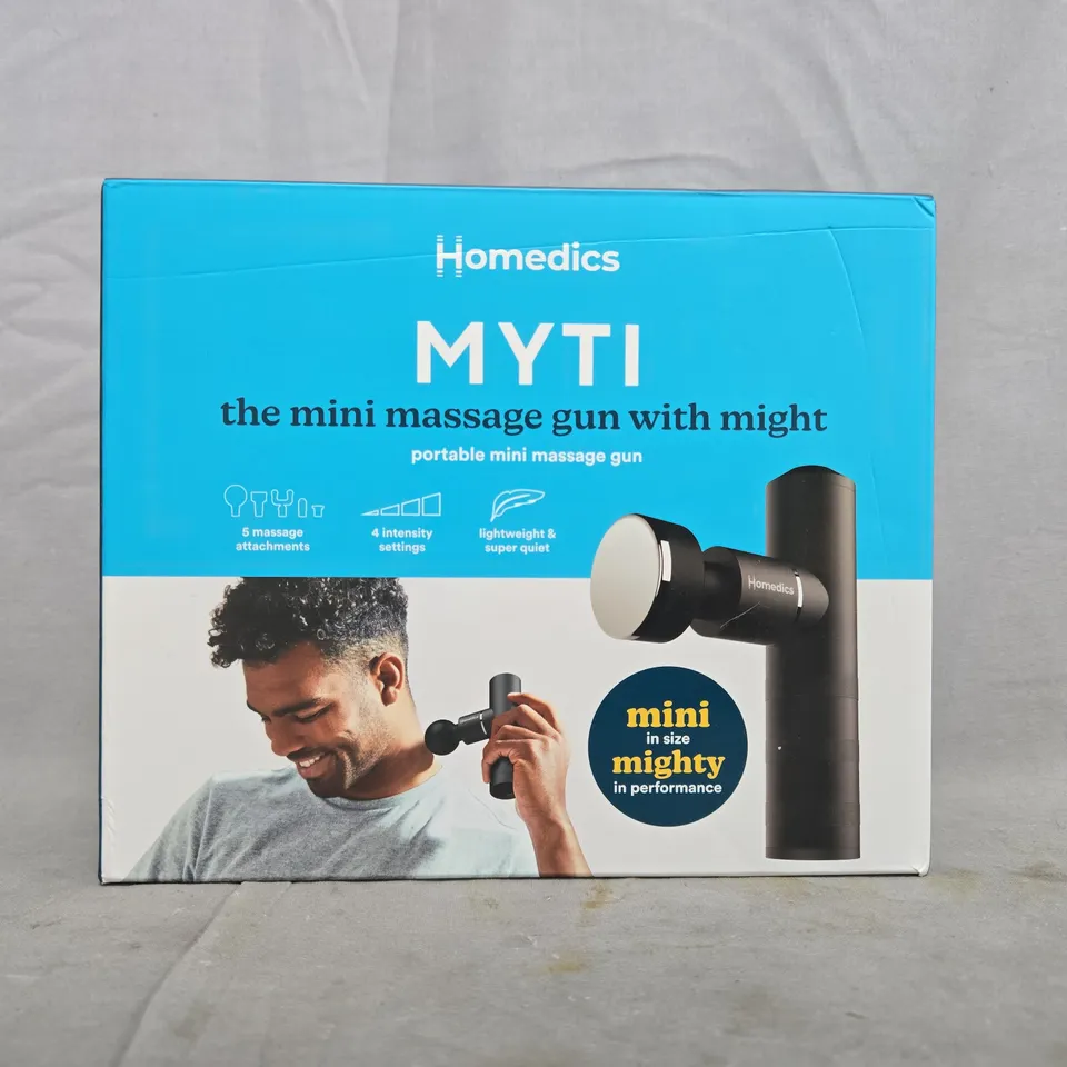 BOXED HOMEDICS MYTI PORTABLE MINI MASSAGE GUN