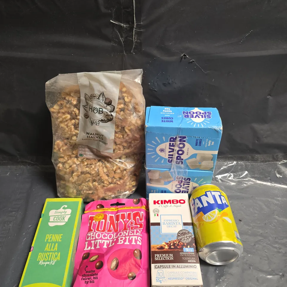 APPROXIMATELY 10 ASSORTED FOOD ITEMS TO INCLUDE - TONYS CHOCOLATE, SIMPLY COOK AND SILVER SPOON