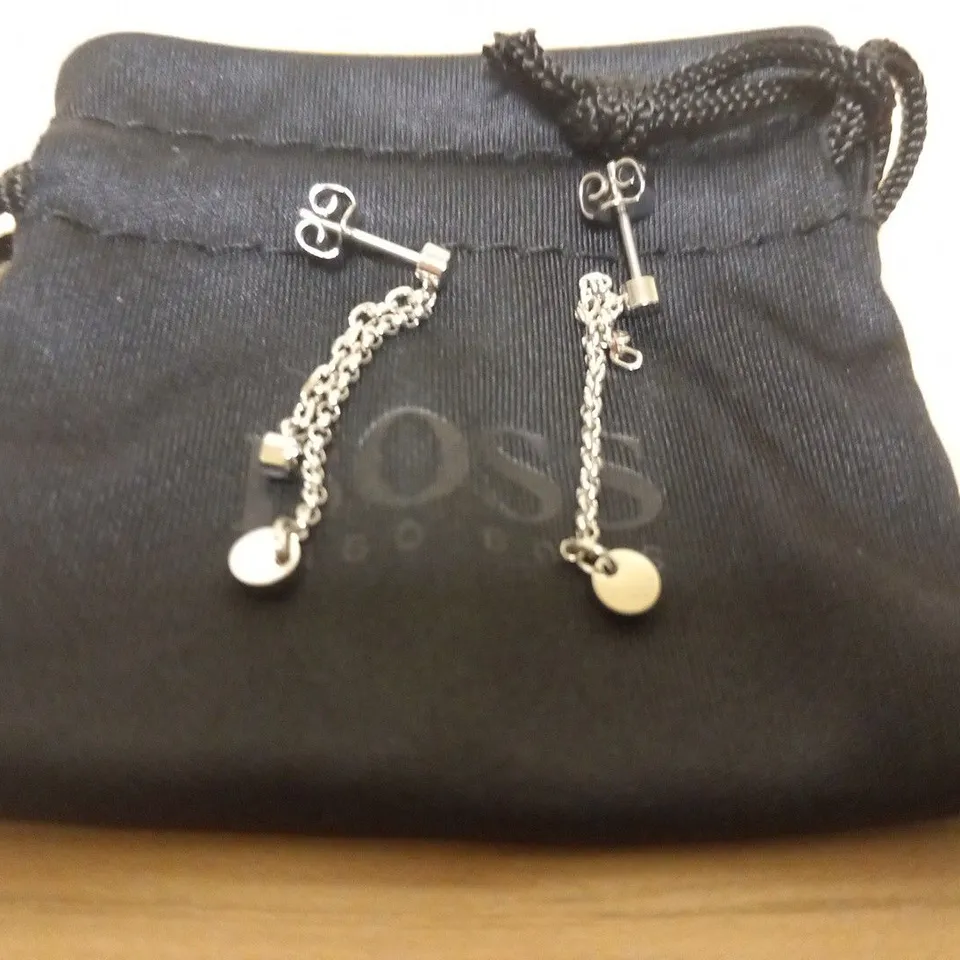 BOXED HUGO BOSS IRIS STAINLESS STEEL EARRINGS