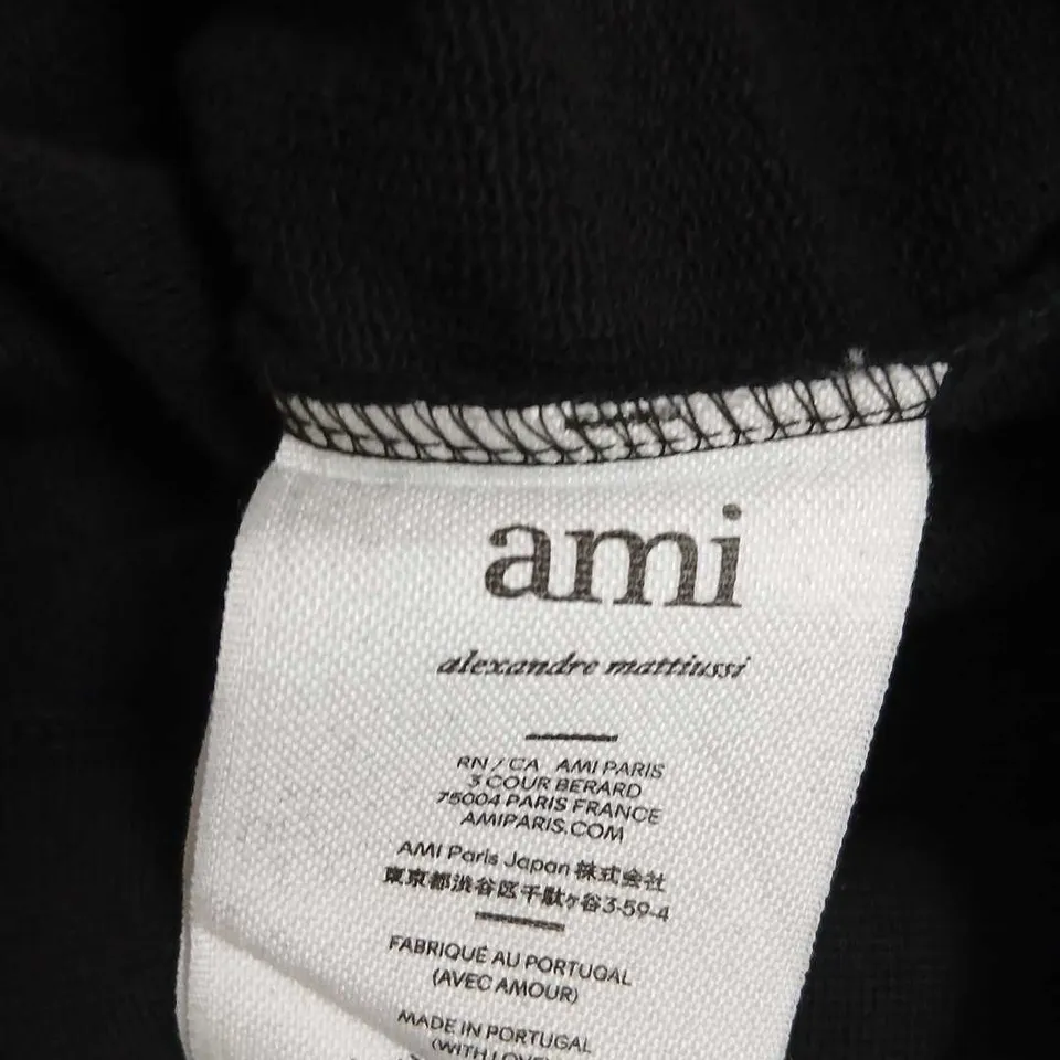 AMI ALEXANDRE MATTIUSSI PARIS BLACK HOODIE WITH HEART LOGO SIZE M