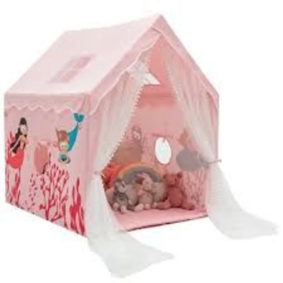 BOXED COSTWAY KIDS PLAY TENT WITH WASHABLE MAT AND WINDOWS - PINK
