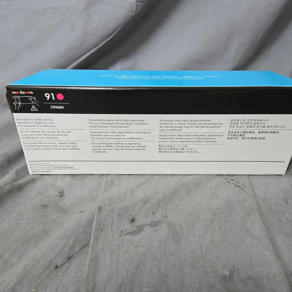 APPROXIMATELY 10 X HP DESIGNJET 91 MAGENTA PIGMENT INK CARTRIDGE – 775 ML (BOXED)