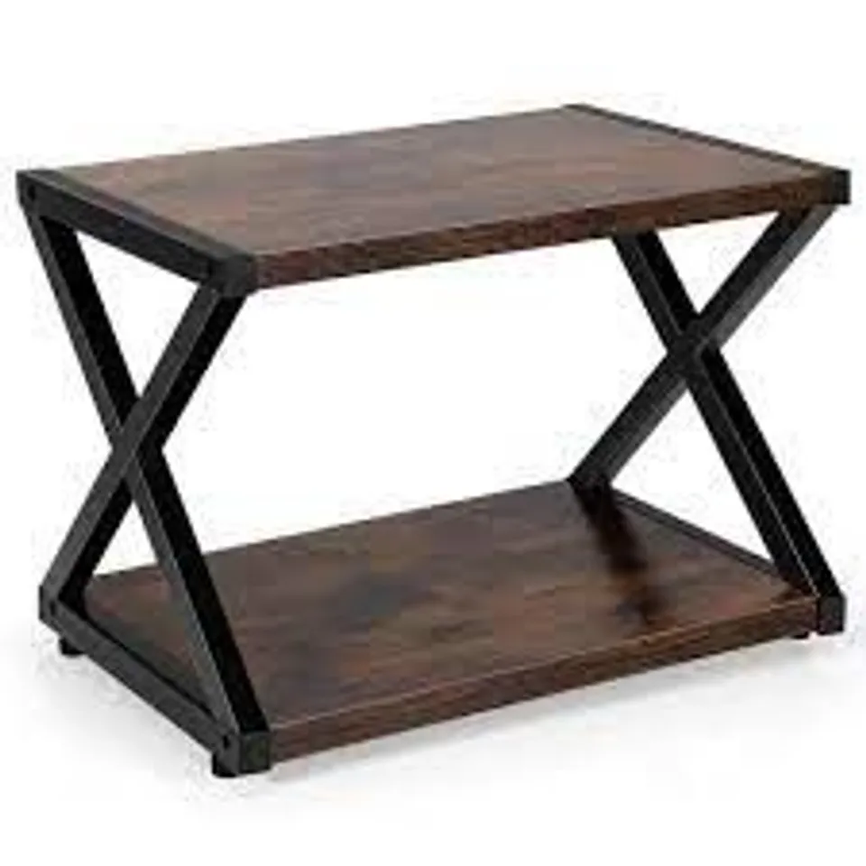2 TIER DESKTOP PRINTER STAND WOOD BOOK SHELF 