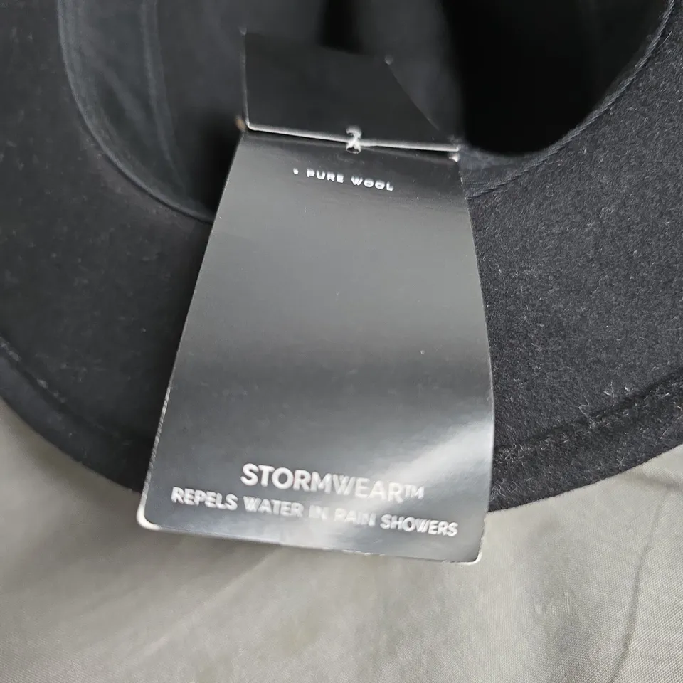 M&S STORMWEAR PURE WOOL FEDORA HAT – BLACK, SIZE L-XL