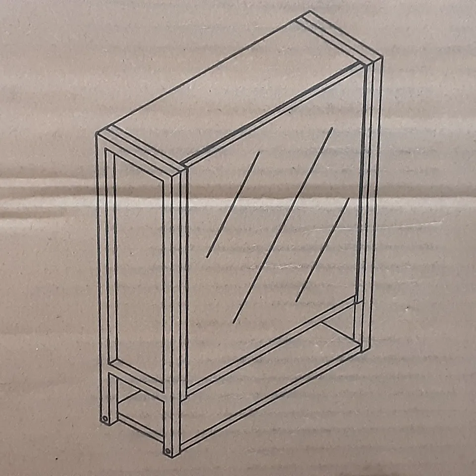 BOXED SINGLE MIRROR DOOR CABINET IN WOOD EFFECT / BLACK