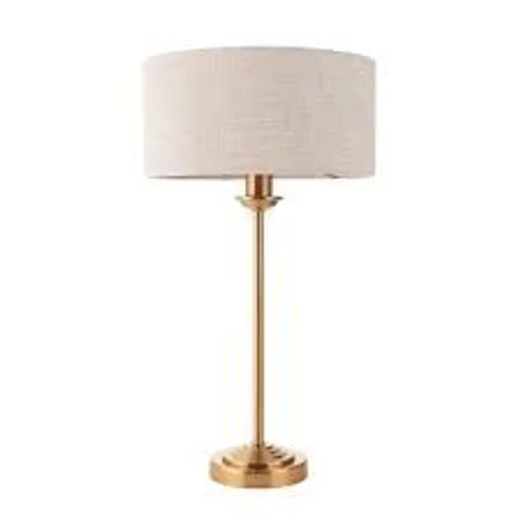 ENDON LIGHTING HIGHCLERE BRASS/LINEN 7W TABLE LAMP