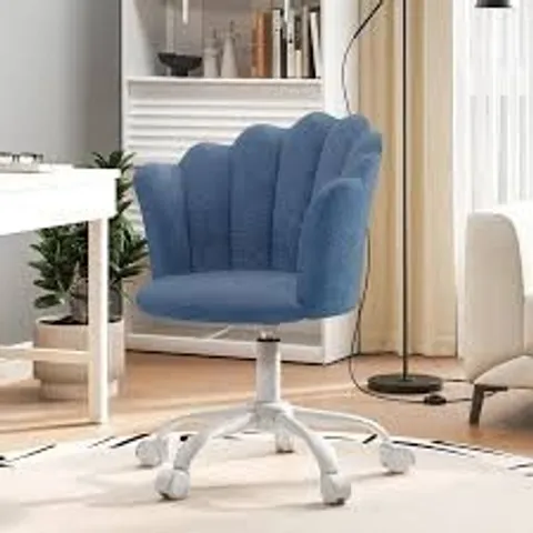 BOXED HOME OFFICE CHAIR, HEIGHT ADJUSTABLE DESK CHAIR WITH PETAL-SHAPED BACKREST - BLUE