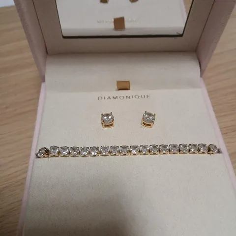 STEEL BY DIAMONIQUE MIRROR BOX WITH BRACELET & EARRING SET