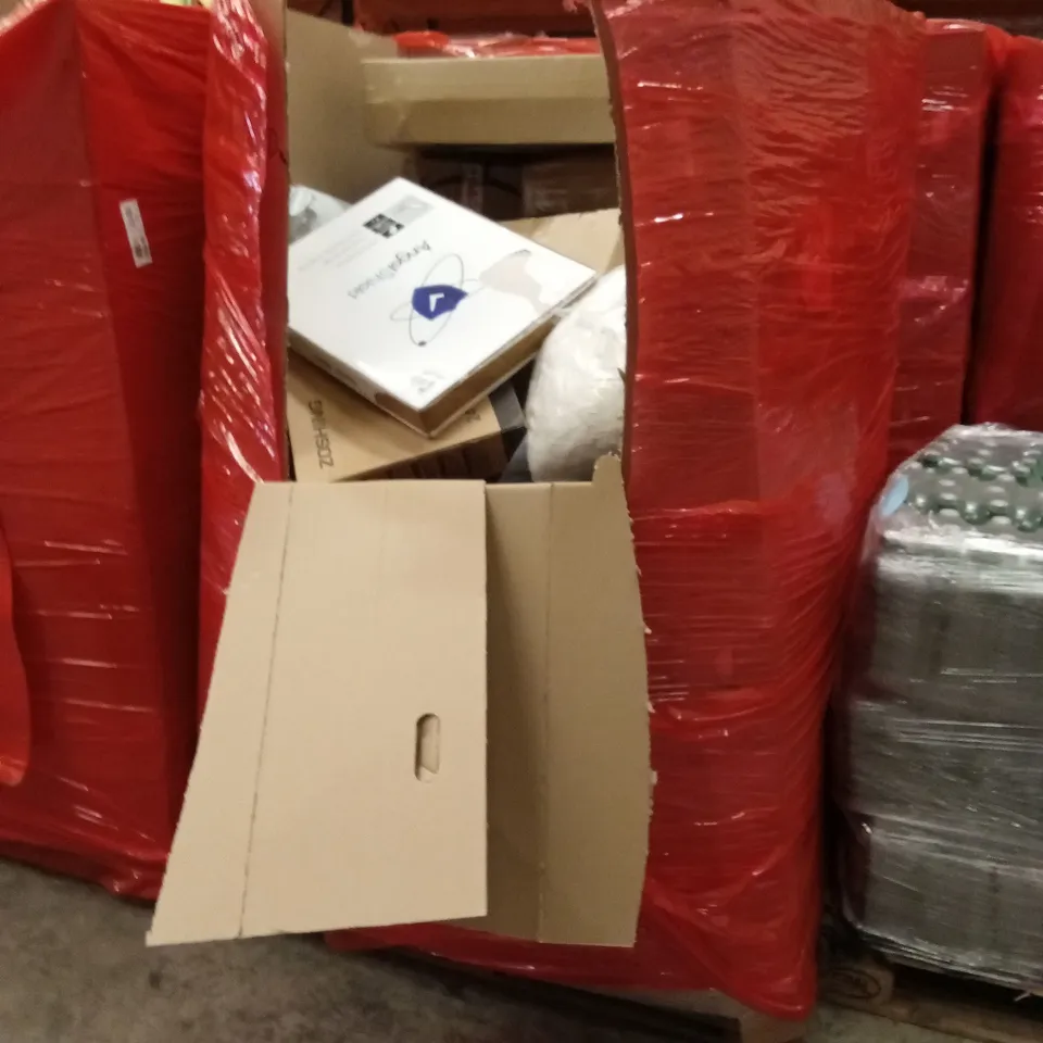 PALLET OF ASSORTED HOUSEHOLD GOODS AND PRODUCTS TO INCLUDE; TOILET SAFETY RAIL, TOILET SEAT ETC