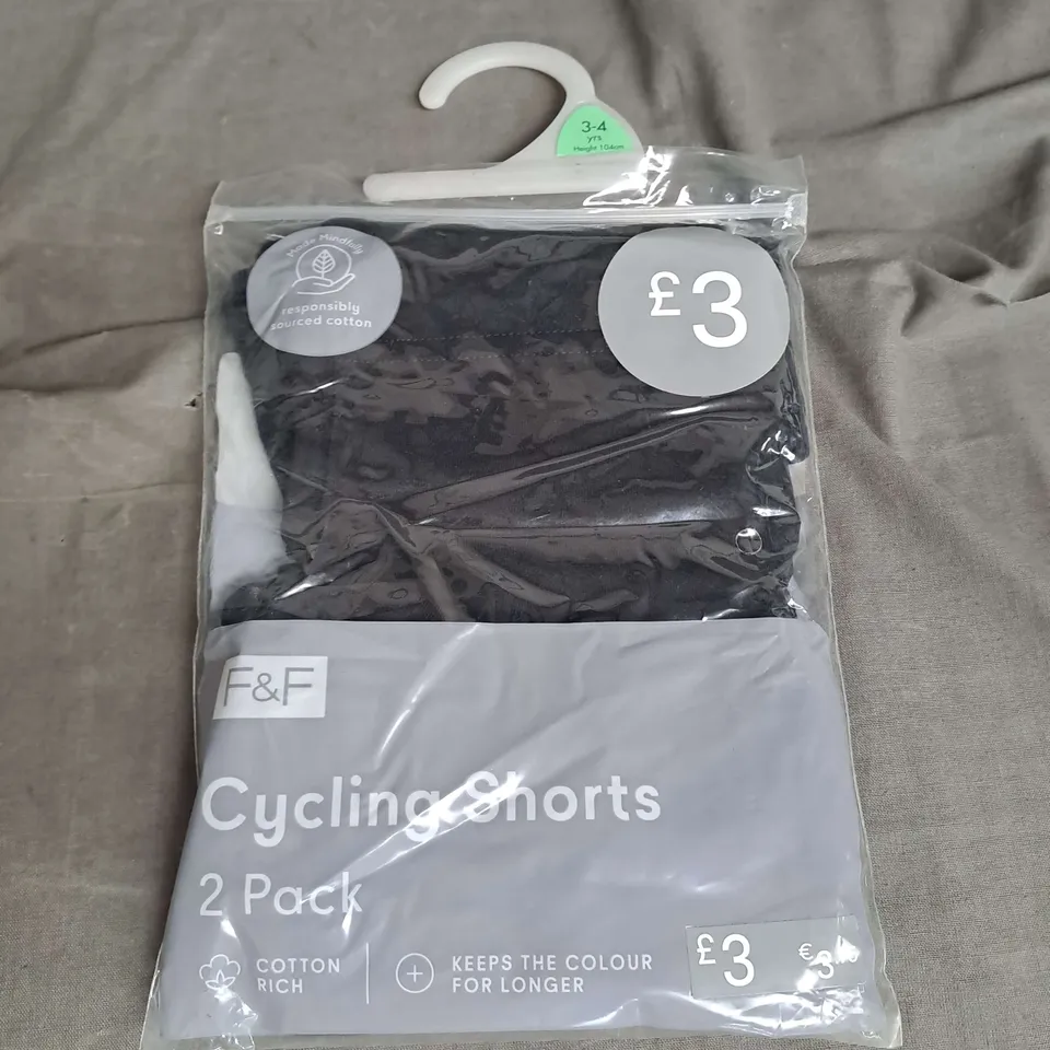 BOX OF APPROXIMATELY 60 2PACK CYCLING SHORTS IN BLACK SIZE 3-4YRS