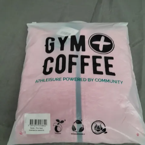 BAGGED GYM+COFFEE PINK HOODIE SIZE M