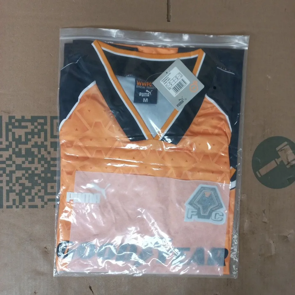 BAGGED PUMA WOLVERHAMPTON WANDERERS RETRO 1996-98 HOME JERSEY IN ORANGE SIZE MEDIUM