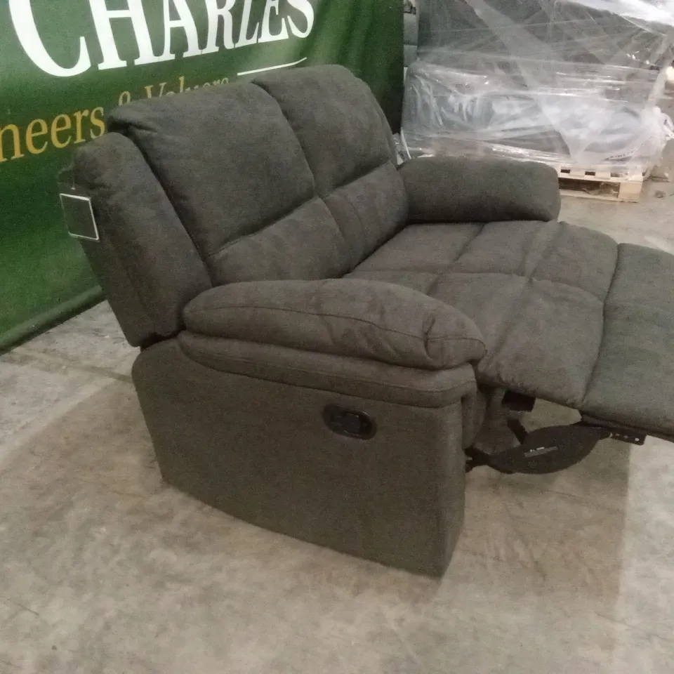 ALBION FABRIC 2 SEATER HIGH BACK MANUAL RECLINER SOFA - CHARCOAL RRP £579