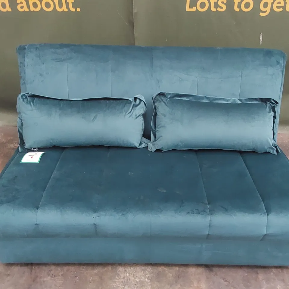 QUALITY DESIGNER THE APPLEY SOFA BED - TURQUOISE VELVET