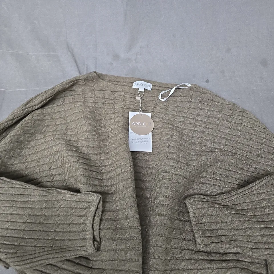 APRICOT OLIVE GREEN KNIT CARDIGAN – WOMEN'S UK SIZE L