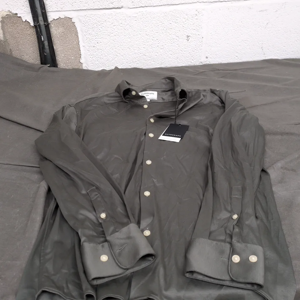 AUTOGRAPH SLIM LUXURY KNITTED FABRIC LARGE SHIRT WITH TAGS SAGE GREEN