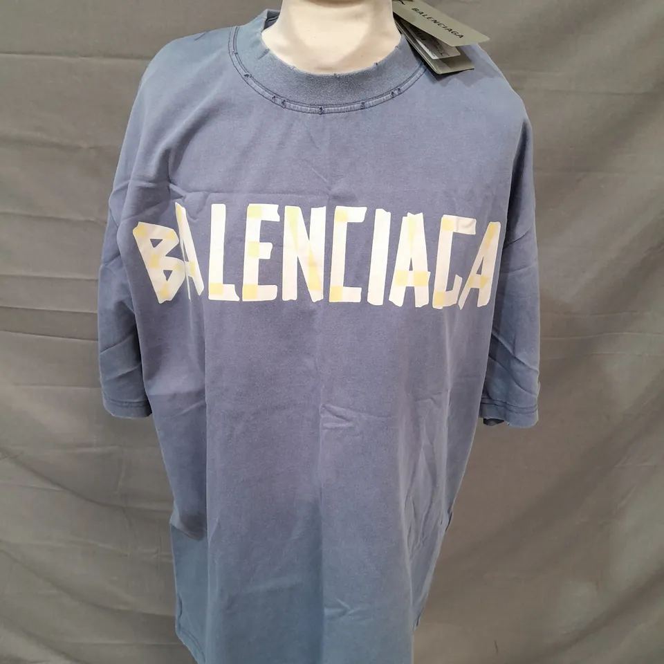 BALENCIAGA OVERSIZED BLUE T-SHIRT - LARGE