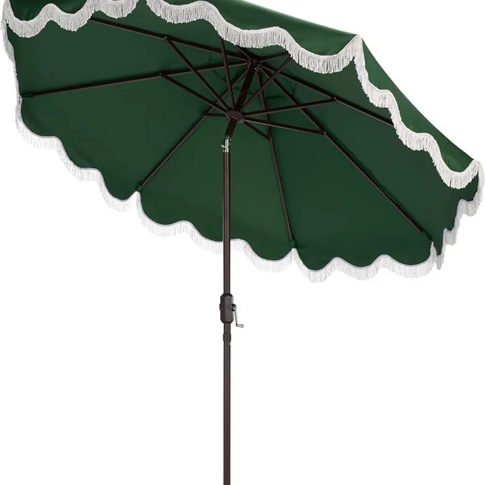 BOXED SAFAVIEH TORSA 9 FT CRANK UMBRELLA - HUNTER GREEN (1 BOX)