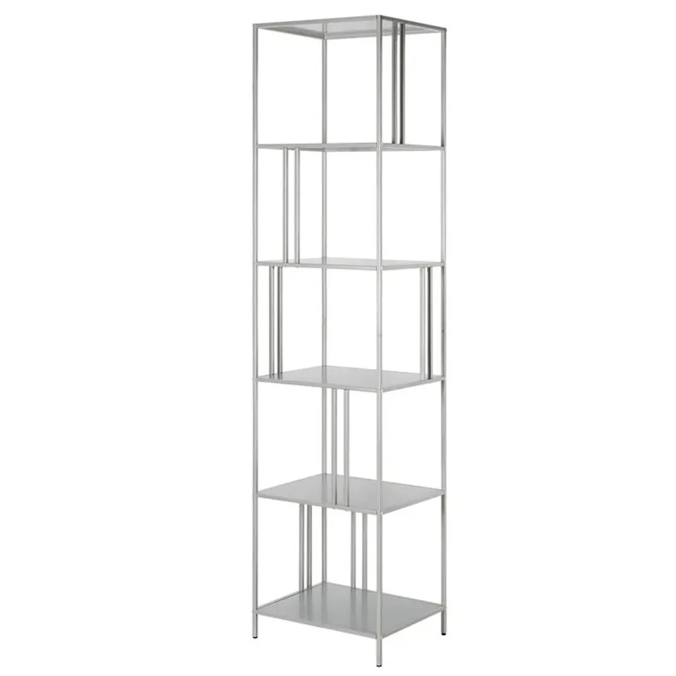 BOXED 193.04cm H X 45.72cm W STEEL STANDARD BOOKCASE - SILVER (1 BOX)