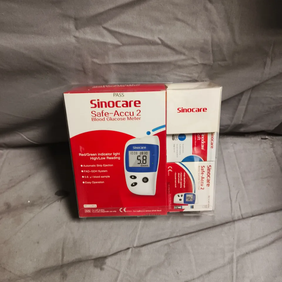 SINOCARE SAFE-ACCU 2 BLOOD GLUCOSE METER – BOXED