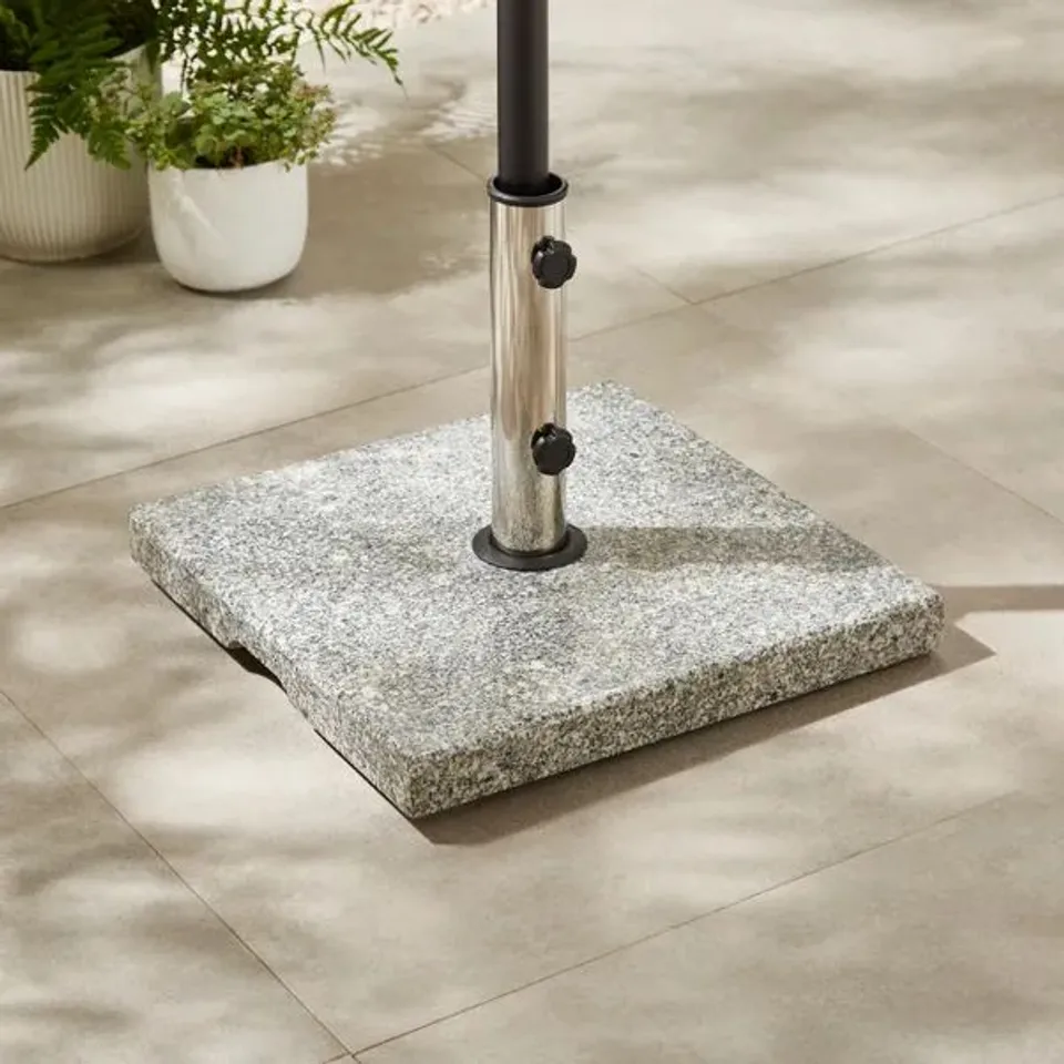 BOXED DUNELM SQUARE GRANITE PARASOL BASE, 25KG