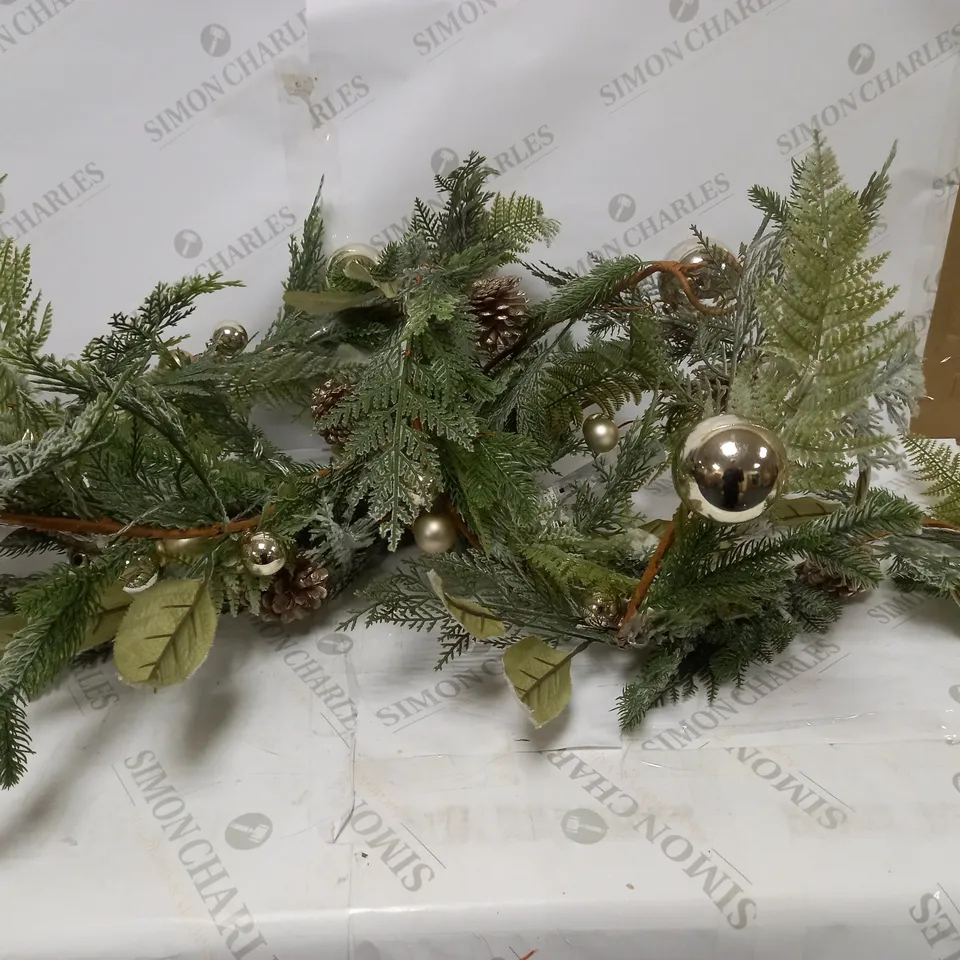 6FT PRE LIT FROSTED GARLAND WITH BAUBLES RRP £24.99