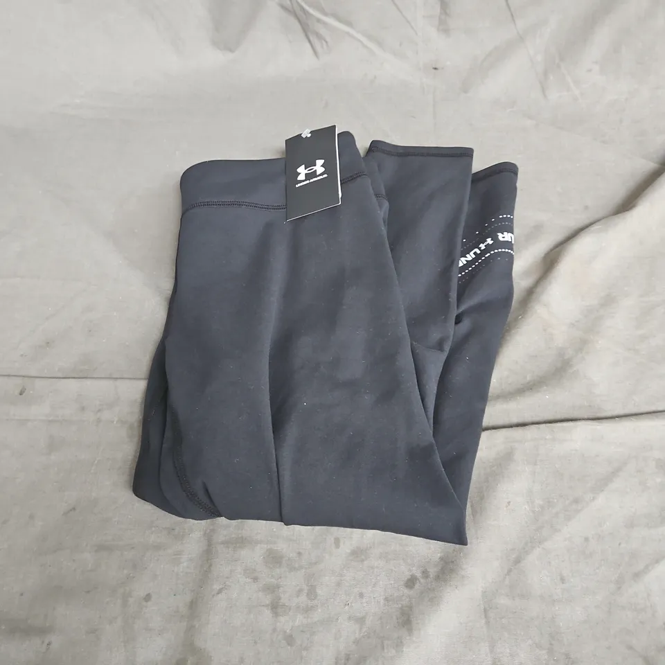 UNDER ARMOUR GIRLS G MOTION BRANDED ANKLE LEGGINGS IN BLACK SIZE L