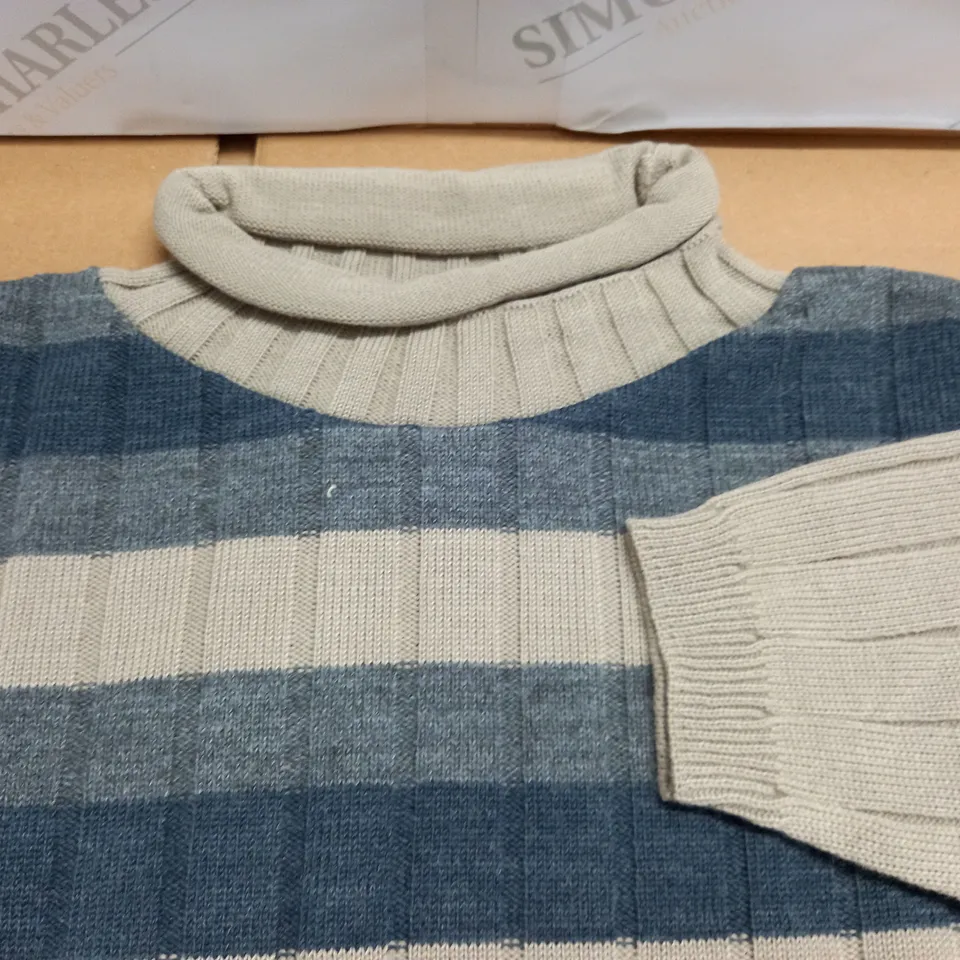 LARGE QUANTITY OF ASSORTED ROLL NECK STRIPED JUMPERS - SIZE UNSPECIFIED