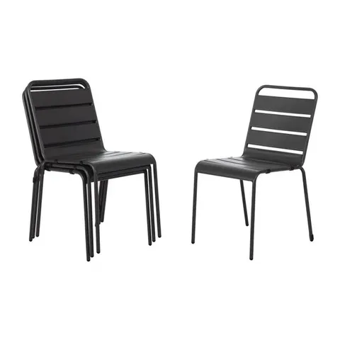 BOXED BOLERO AMALFI SLATTED STEEL SIDE CHAIRS GREY (4 PACK)
