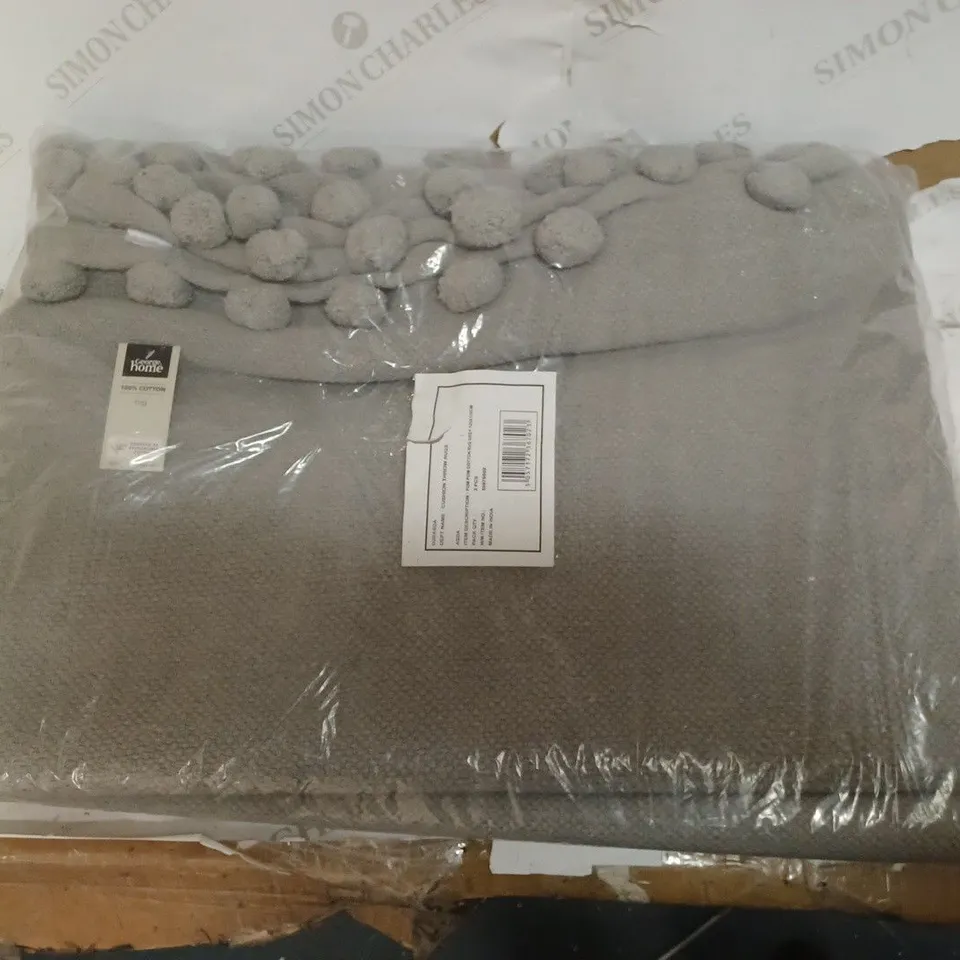 BRAND NEW CASE OF 6 POMPOM COTTON RUGS, GREY, 120X170CM