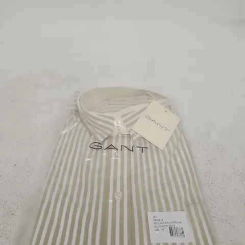 GANT REG CLASSIC POPLIN STRIPED SHIRT – COUNTRY BEIGE, SIZE 40