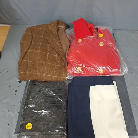 BOX OF APPROXIMATELY 4 ASSORTED CLOTHING AND FASHION ITEMS - VARIOUS COLOURS, SIZES AND STYLES